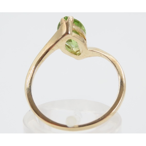 1359 - Peridot Ladies Ring Mounted on 9 Carat Yellow Gold Band Ring Size O and A Half