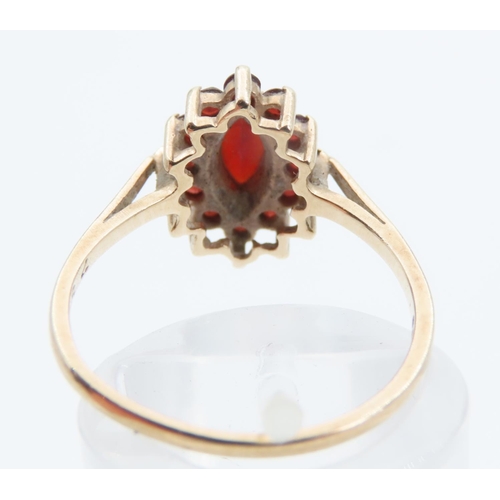 1371 - 9 Carat Yellow Gold Garnet Cluster Ring Size O and a Half