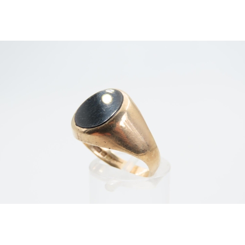 1372 - Black Onyx Panel Set 9 Carat Yellow Gold Ring Size P