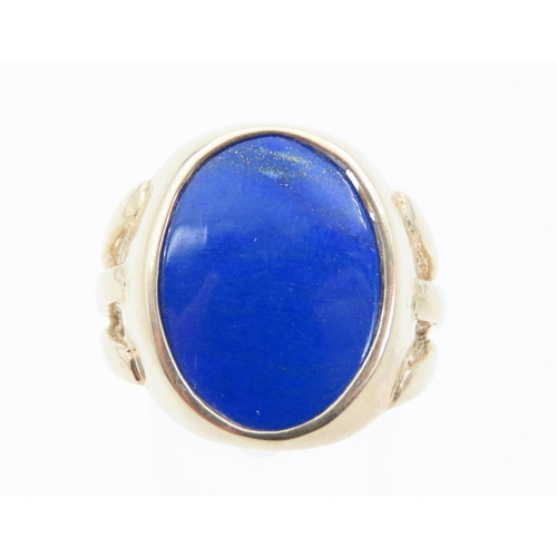 1393 - Lapis Lazuli Panel Set Ring Mounted on 9 Carat Yellow Gold Ring Size U