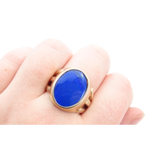 1393 - Lapis Lazuli Panel Set Ring Mounted on 9 Carat Yellow Gold Ring Size U