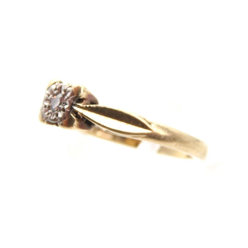 1396 - Old European Cut Soilitaire Diamond Ladies Ring Mounted on 9 Carat Yellow Gold Band Ring Size J