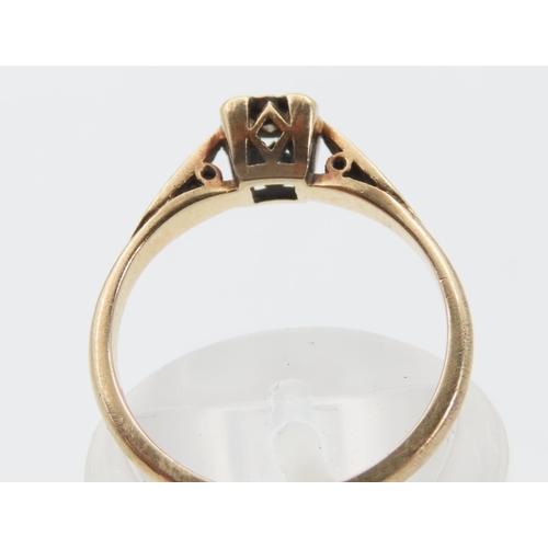 1396 - Old European Cut Soilitaire Diamond Ladies Ring Mounted on 9 Carat Yellow Gold Band Ring Size J