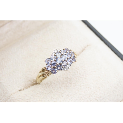 1399 - Pale Amethyst and Diamond Set Ladies Cluster Ring Mounted on 9 Carat Yellow Gold Band Ring Size S