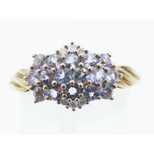 1399 - Pale Amethyst and Diamond Set Ladies Cluster Ring Mounted on 9 Carat Yellow Gold Band Ring Size S