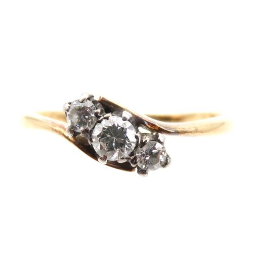 1401 - Three Stone 18 Carat Yellow Gold Diamond Ring