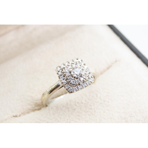 1403 - 18 Carat Yellow Gold Platinum Set Diamond Cluster Ring Size M