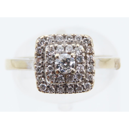 1403 - 18 Carat Yellow Gold Platinum Set Diamond Cluster Ring Size M