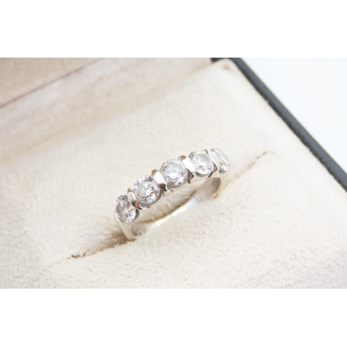 1415 - Five Stone Diamond Ring Mounted on 18 Carat White Gold Band Approximately 1.7 Carat Total Diamond We... 