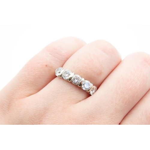 1415 - Five Stone Diamond Ring Mounted on 18 Carat White Gold Band Approximately 1.7 Carat Total Diamond We... 