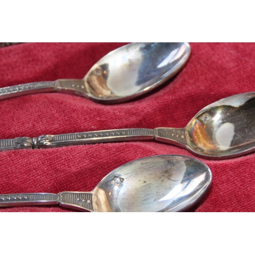 1418 - Set of Twelve Continental Silver Teaspoons Incised Detailing Each 10cm Long