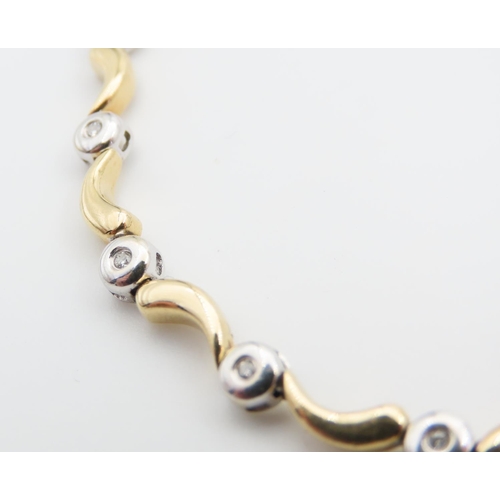 1440 - 18 Carat Yellow and White Gold Modernist Form Bracelet 20cm Long Inset with Diamonds