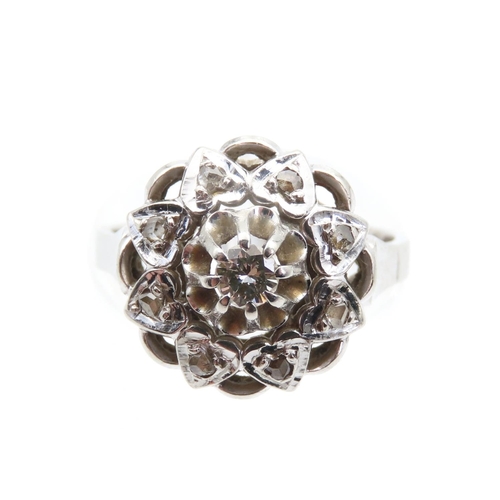 1441 - Diamond Cluster Ring Mounted on 18 Carat Gold Band