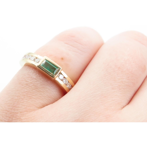 1449 - Emerald and Diamond 18 Carat Gold Ring Modernist Form