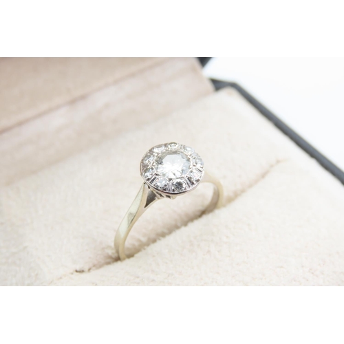 1451 - Diamond Solitaire Ring with Further Diamond Surround Mounted on 18 Carat White Gold Band Ring Size O... 