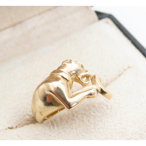 1456 - Canine Motif 18 Carat Yellow Gold Ring