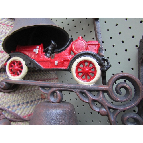 146 - Cast Iron Motor Car Motif Wall Mounted House Bell Approximately 14 Inches High Approximately