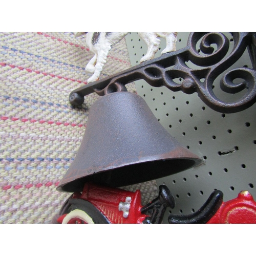 146 - Cast Iron Motor Car Motif Wall Mounted House Bell Approximately 14 Inches High Approximately