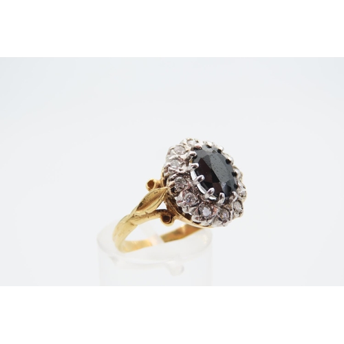 1461 - 18 Carat Yellow Gold Sapphire and Diamond Ladies Cluster Ring Size P