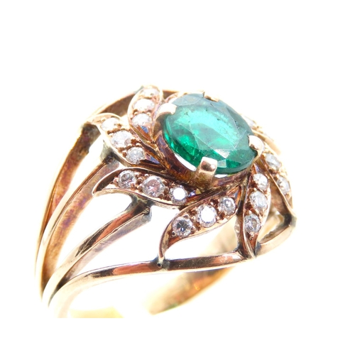 1468 - Emerald and Diamond Ladies 18 Carat Gold Ring