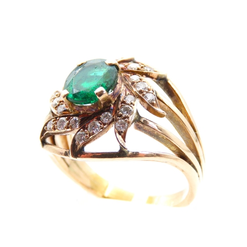 1468 - Emerald and Diamond Ladies 18 Carat Gold Ring