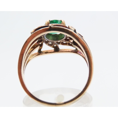 1468 - Emerald and Diamond Ladies 18 Carat Gold Ring