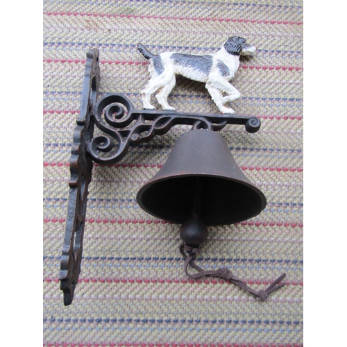 147 - Canine Motif Cast Iron Wall Mounted House Bell 14 Inches High Approximately