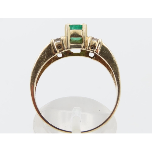 1471 - Emerald and Diamond Ring Mounted on 14 Carat Yellow Gold Band Ring Size T