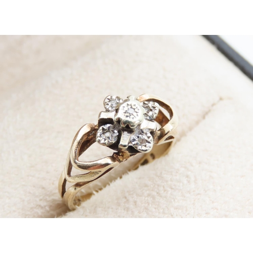 1472 - Diamond Cluster Ring on 9 Carat Gold Band