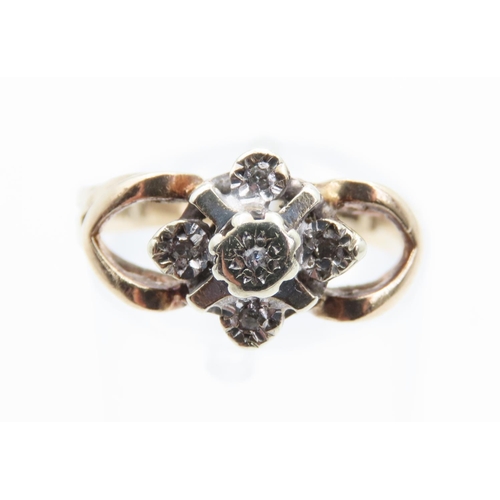 1472 - Diamond Cluster Ring on 9 Carat Gold Band