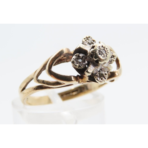 1472 - Diamond Cluster Ring on 9 Carat Gold Band