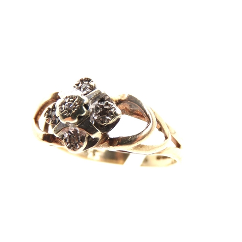 1472 - Diamond Cluster Ring on 9 Carat Gold Band