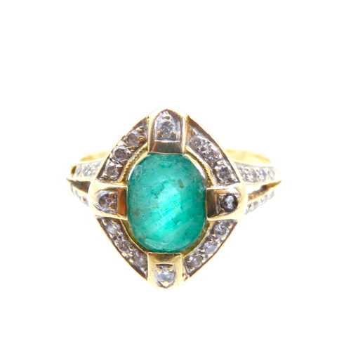 1475 - Emerald and Diamond Ladies Ring on 18 Carat Gold Band