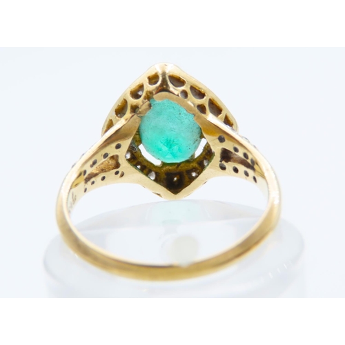 1475 - Emerald and Diamond Ladies Ring on 18 Carat Gold Band