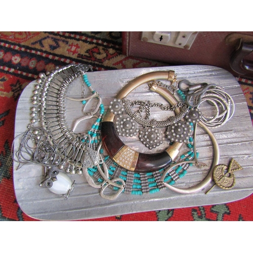 1486 - Collection of Various Statement Necklaces Some Vintage Including Attractive Fringe Necklace Well Det... 