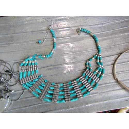 1486 - Collection of Various Statement Necklaces Some Vintage Including Attractive Fringe Necklace Well Det... 