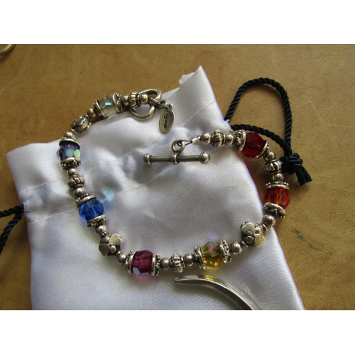 1487 - Silver Mounted Gem Set Bracelet and Silver Torc Form Bangle