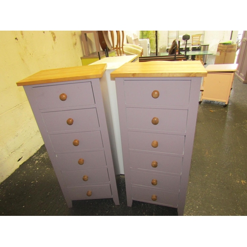 15 - Pair of Painted Tall Chests Each Six Drawer Approximately 16 Inches Wide x 56 Inches High