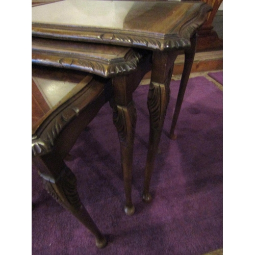 156 - Set of Three Graduated Form Figured Walnut Occasional Tables Largest Approximately 22 Inches High x ... 