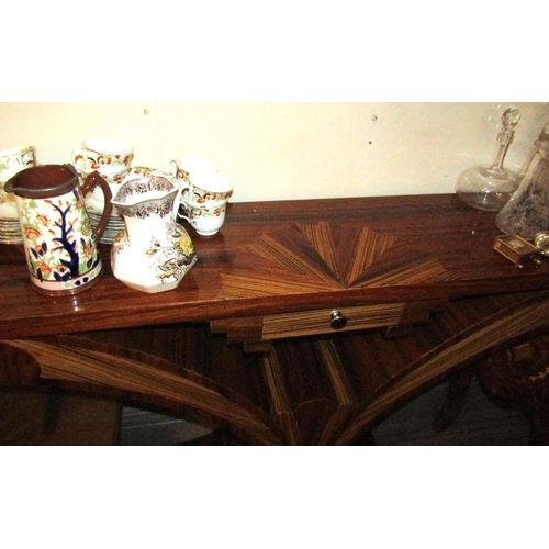 158 - Burr Walnut and Maple Shaped Form Console Table Single Drawer to Frieze Shaped Platform Base Approxi... 