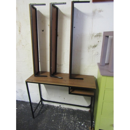 16 - Modern Desk Matching Three Shelves Metal Base Approximately 43 Inches Wide