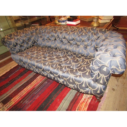 161 - Victorian Strahan and Co Irish Chesterfield Silk Deep Button Upholstery Tuned Mahogany Supports Appr... 