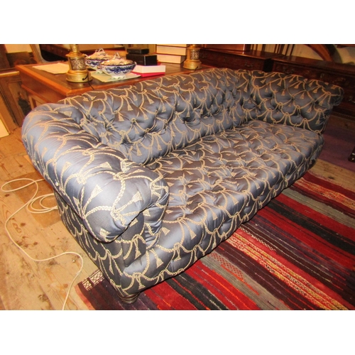 161 - Victorian Strahan and Co Irish Chesterfield Silk Deep Button Upholstery Tuned Mahogany Supports Appr... 