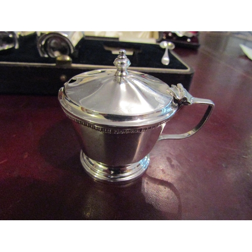 166 - Cased Silver Cruet Set Three Piece with Original Cruet Spoons Hallmarked 1930