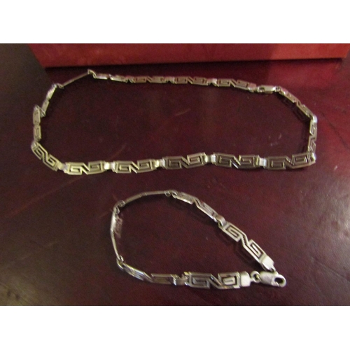 175 - Silver Aztec Necklace Vintage Hallmarked Mexico City and Matching Silver Aztec Bracelet Vintage Hall... 