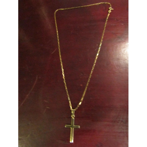 176 - 9 Carat Yellow Gold Long Link Chain with 9 Carat Gold Crucifix Pendant