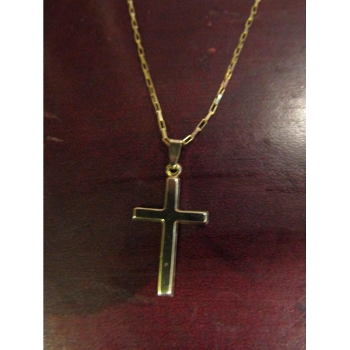 176 - 9 Carat Yellow Gold Long Link Chain with 9 Carat Gold Crucifix Pendant