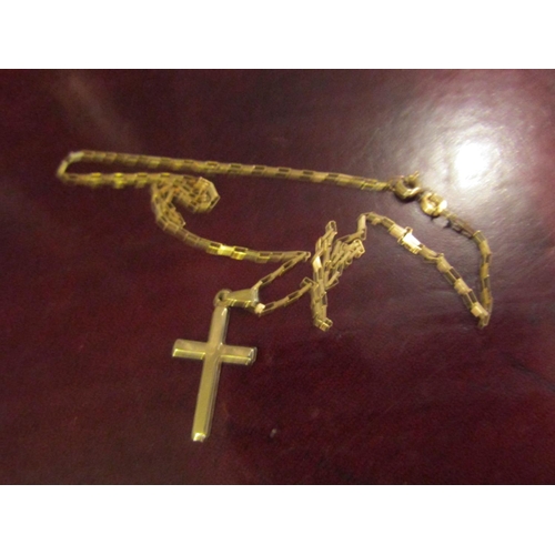 176 - 9 Carat Yellow Gold Long Link Chain with 9 Carat Gold Crucifix Pendant