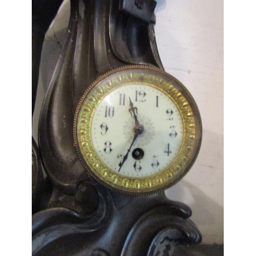 183 - Art Nouveau Three Piece Clock Suite Figural Form tallest Approximately 24 Inches High