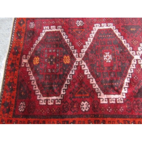 187 - Turkish Pure Wool Runner Burgundy with Pattern Decoration Approximately 9ft Long x 3ft 6 Inches Wide